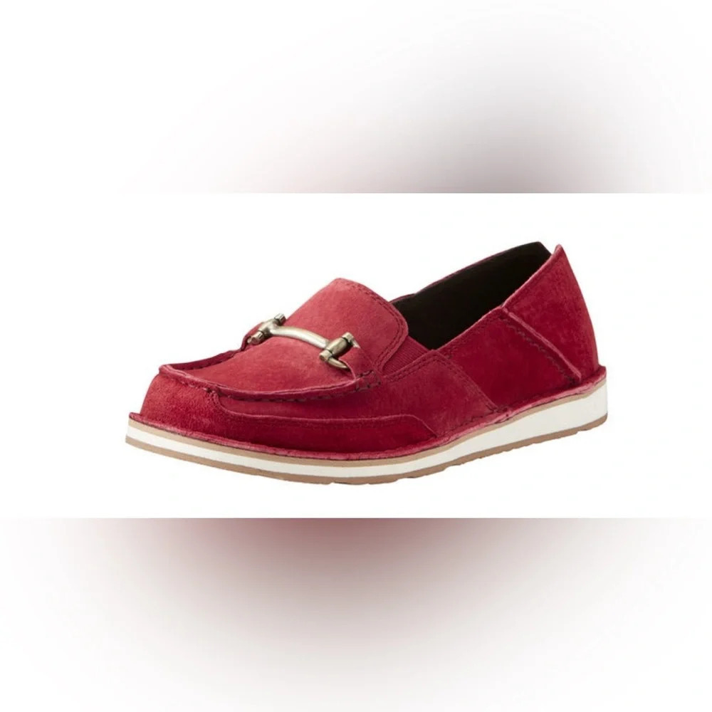Ariat Bit Cruiser Women’s Suede Loafer Horse Bit Hardware Size 6.5 B Red - Picture 11 of 11